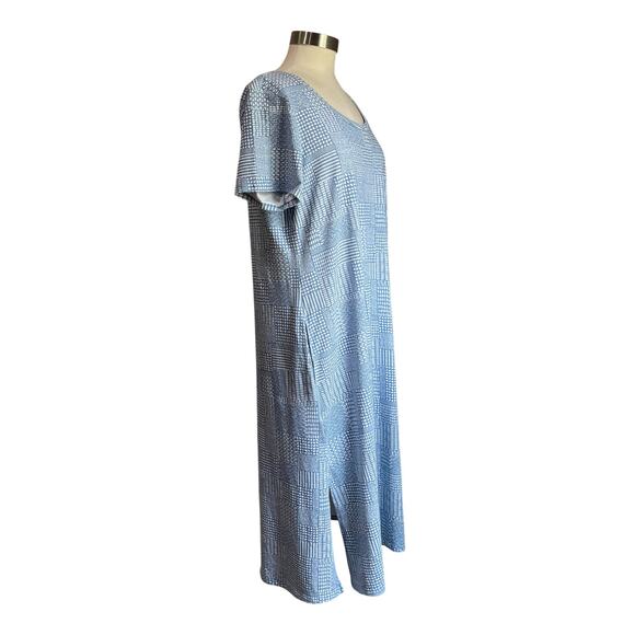 Cuddl Duds CottonWear Blue Chambray Print Midi Dress - Picture 2 of 8